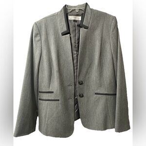 Tahari Gray Blazer with Black Trim